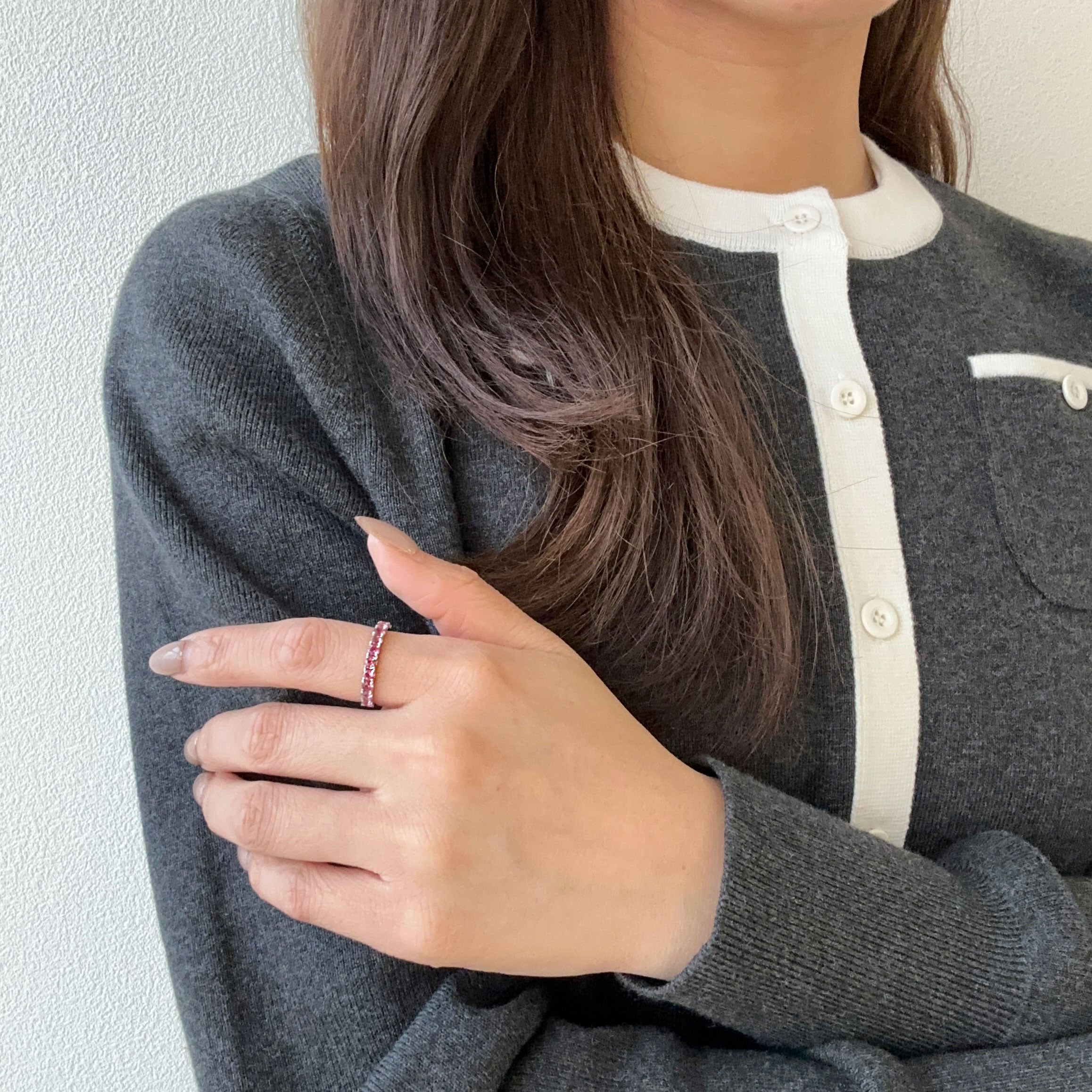 ピンクトルマリン プラチナリング(ハーフエタニティ/11石/10月誕生石)《WRGN4245》