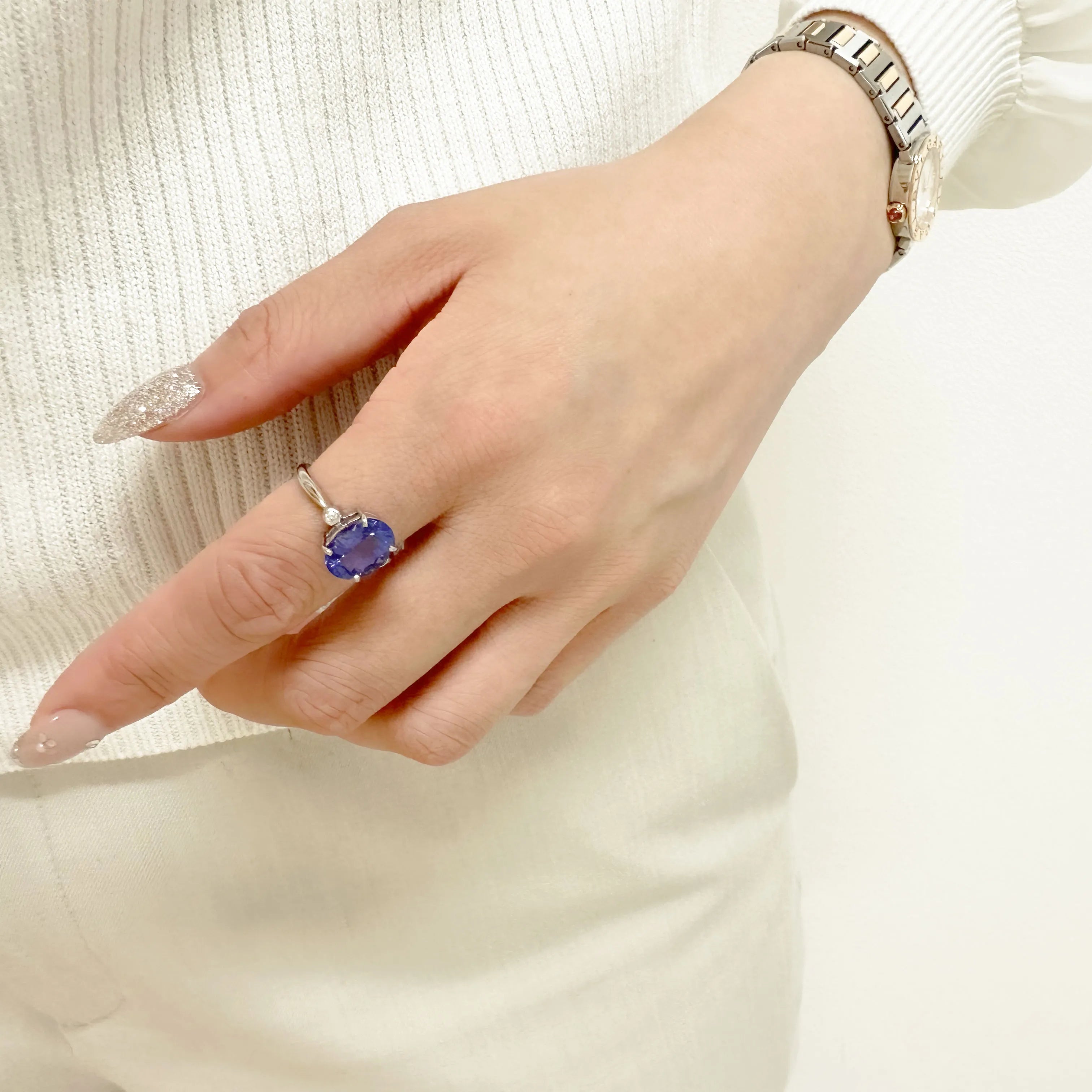 タンザナイト/ダイヤ PTリング(3.0ctUP/オーバル/12月誕生石)《WRGN4273》