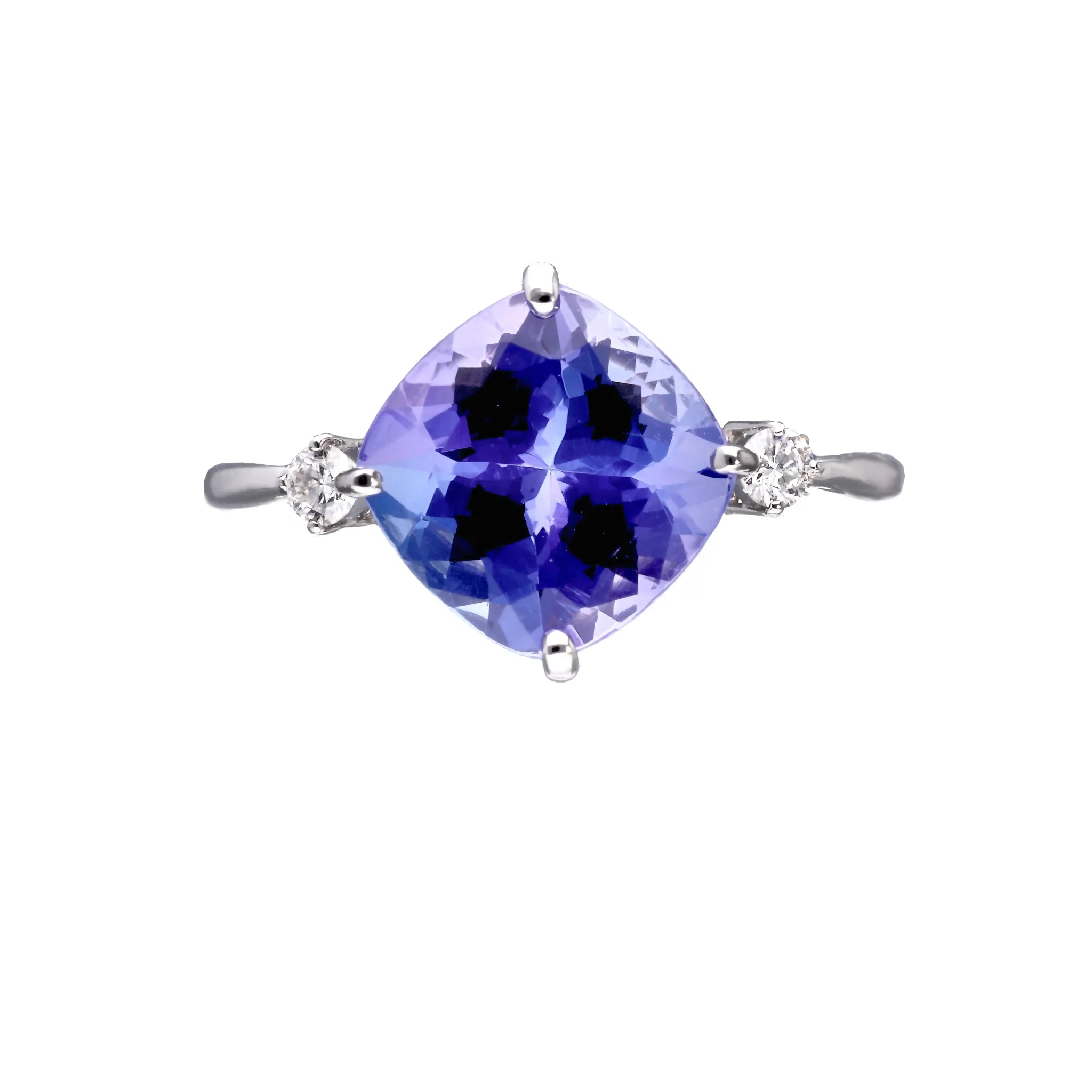 タンザナイト/ダイヤ PTリング(2.0ctUP/クッションカット/12月誕生石)《WRGN4274》