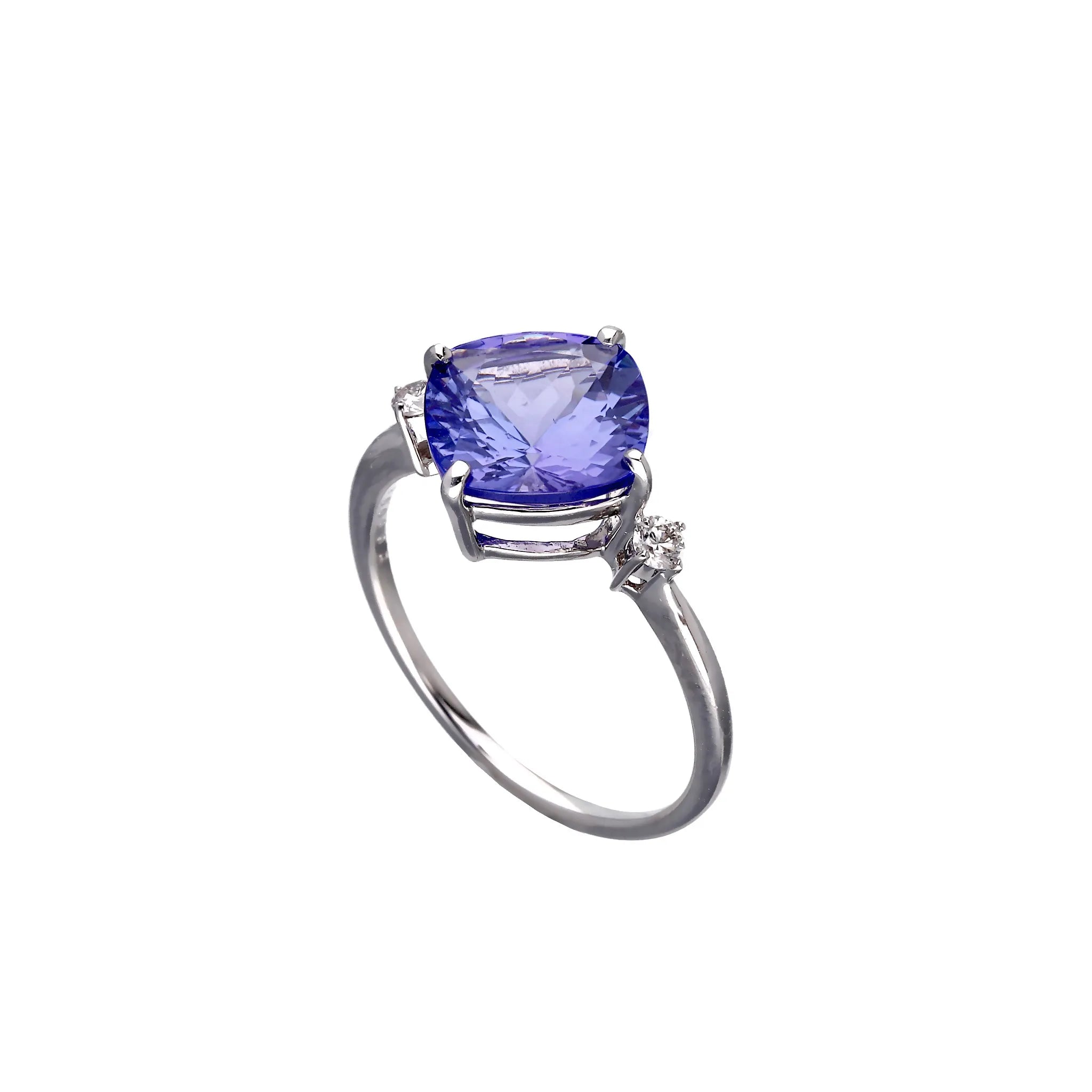 タンザナイト/ダイヤ PTリング(2.0ctUP/クッションカット/12月誕生石)《WRGN4274》