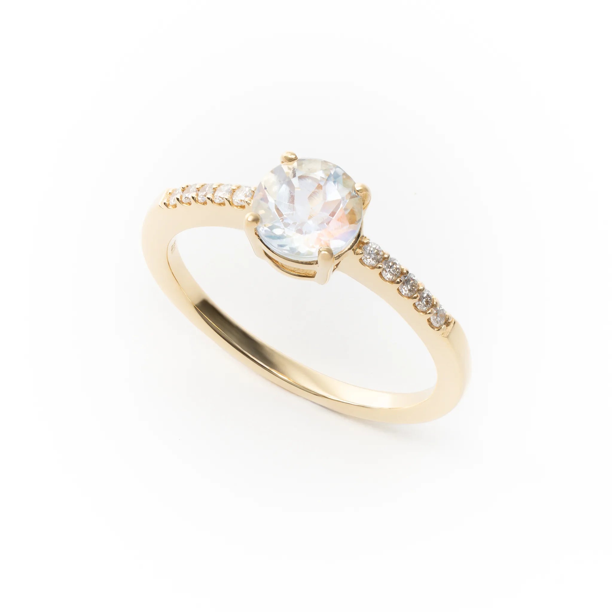 K18 フェルスパー？ラブラドライト？ダイヤモンド シラーが美しいリング 指輪 アンデシンラブラドライト/ダイヤモンド K18リング（ラウンド