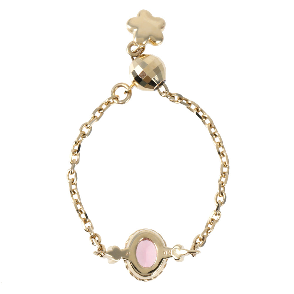 パパラチアサファイア K10リング(クレサンベール/モンプレジール/チェーンリング/フリーサイズ/9月誕生石)《WRGP4035》