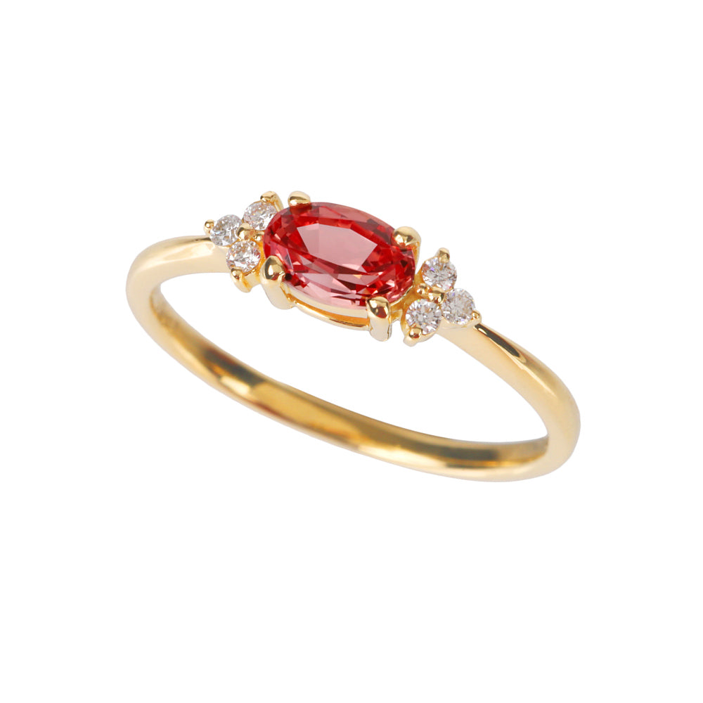 パパラチアサファイア/ダイヤモンドK18リング(クレサンベール/9月誕生石)