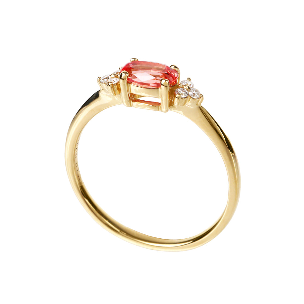 パパラチアサファイア/ダイヤモンドK18リング(クレサンベール/9月誕生石)