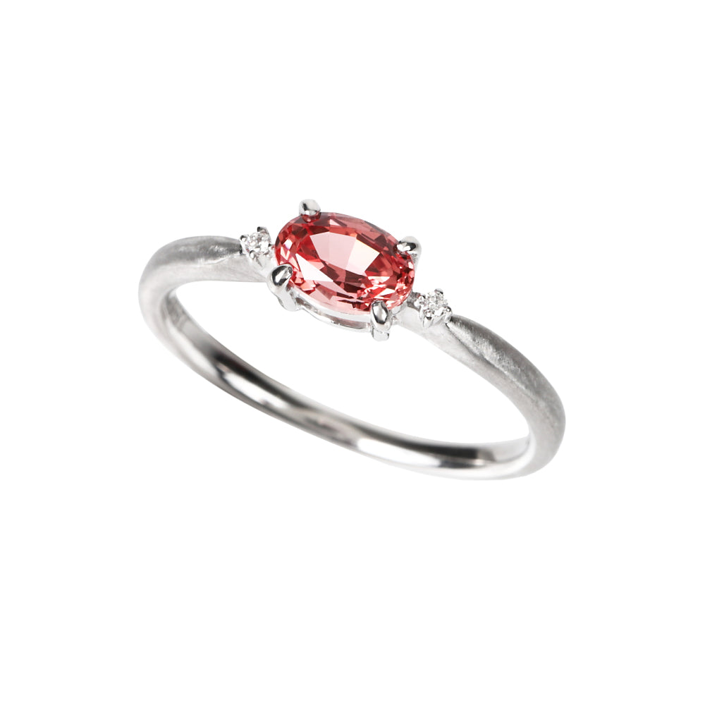 パパラチアサファイア/ダイヤモンドプラチナリング(クレサンベール/9月誕生石)≪WRGP4107≫