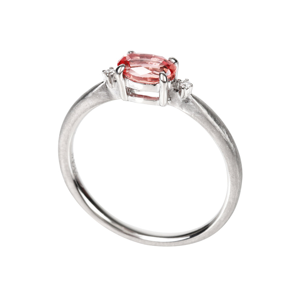 パパラチアサファイア/ダイヤモンドプラチナリング(クレサンベール/9月誕生石)≪WRGP4107≫