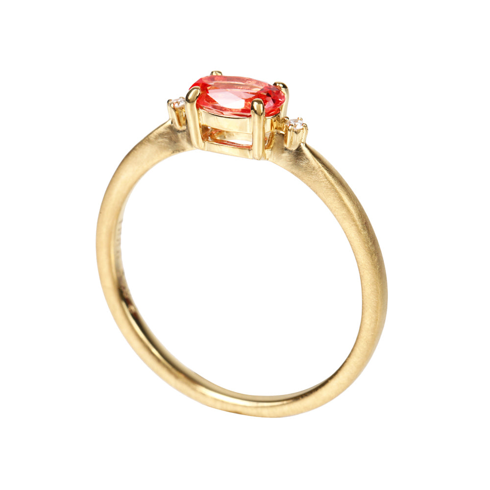 パパラチアサファイア/ダイヤモンドK18リング(クレサンベール/9月誕生石)≪WRGP4108≫