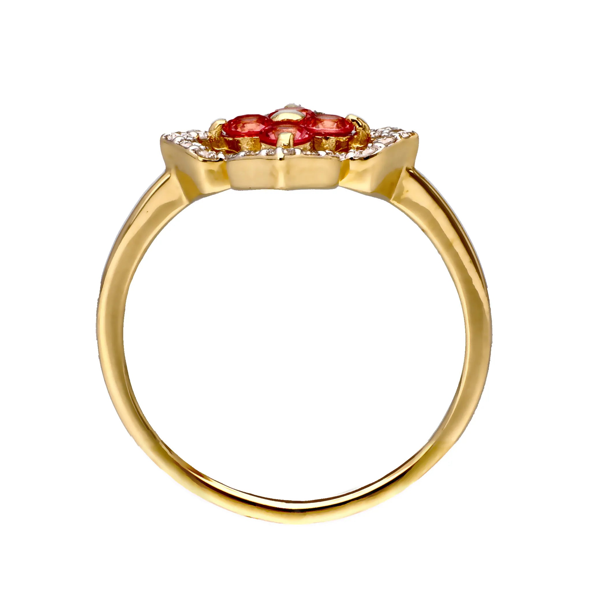 パパラチアサファイア/ダイヤ K18リング(クレサンベール/フラワー/K18イエローゴールド/9月誕生石)《WRGP4181》