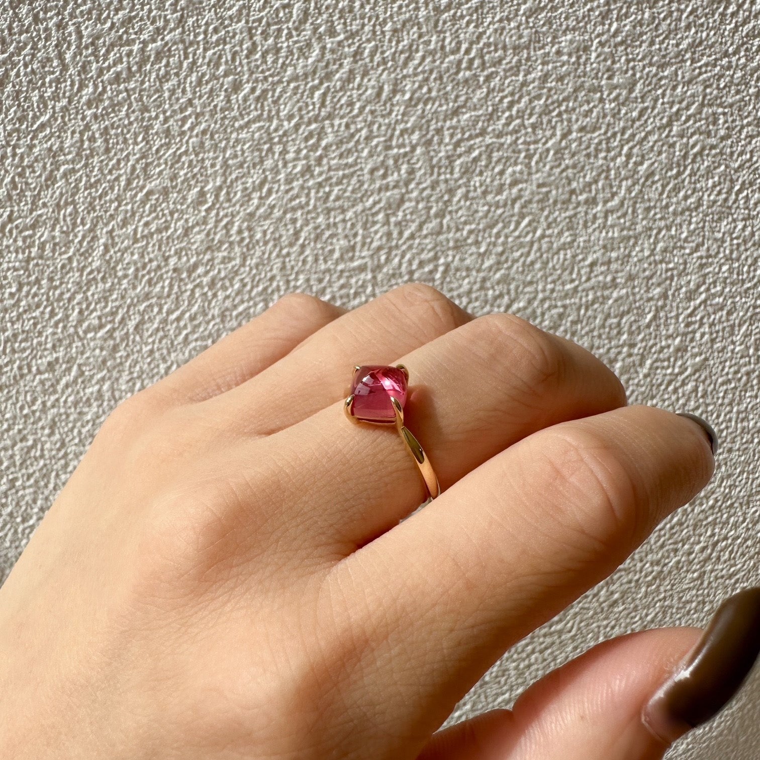 パパラチアサファイア K18リング(クレサンベール/シュガーローフ/9月誕生石)《WRGP4188》