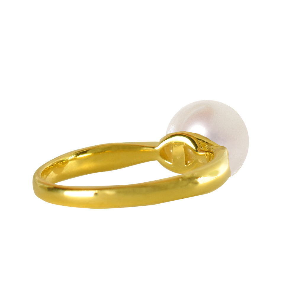 パール K18リング(アコヤ真珠/オーロラロゼ /8.0mmUP/6月誕生石)《WRGQ3604》