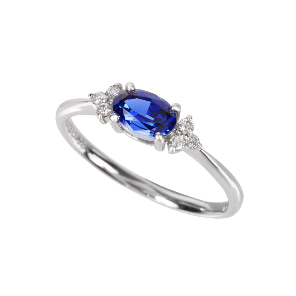 ブルーサファイア/ダイヤモンドプラチナリング(クレサンベール/9月誕生石)