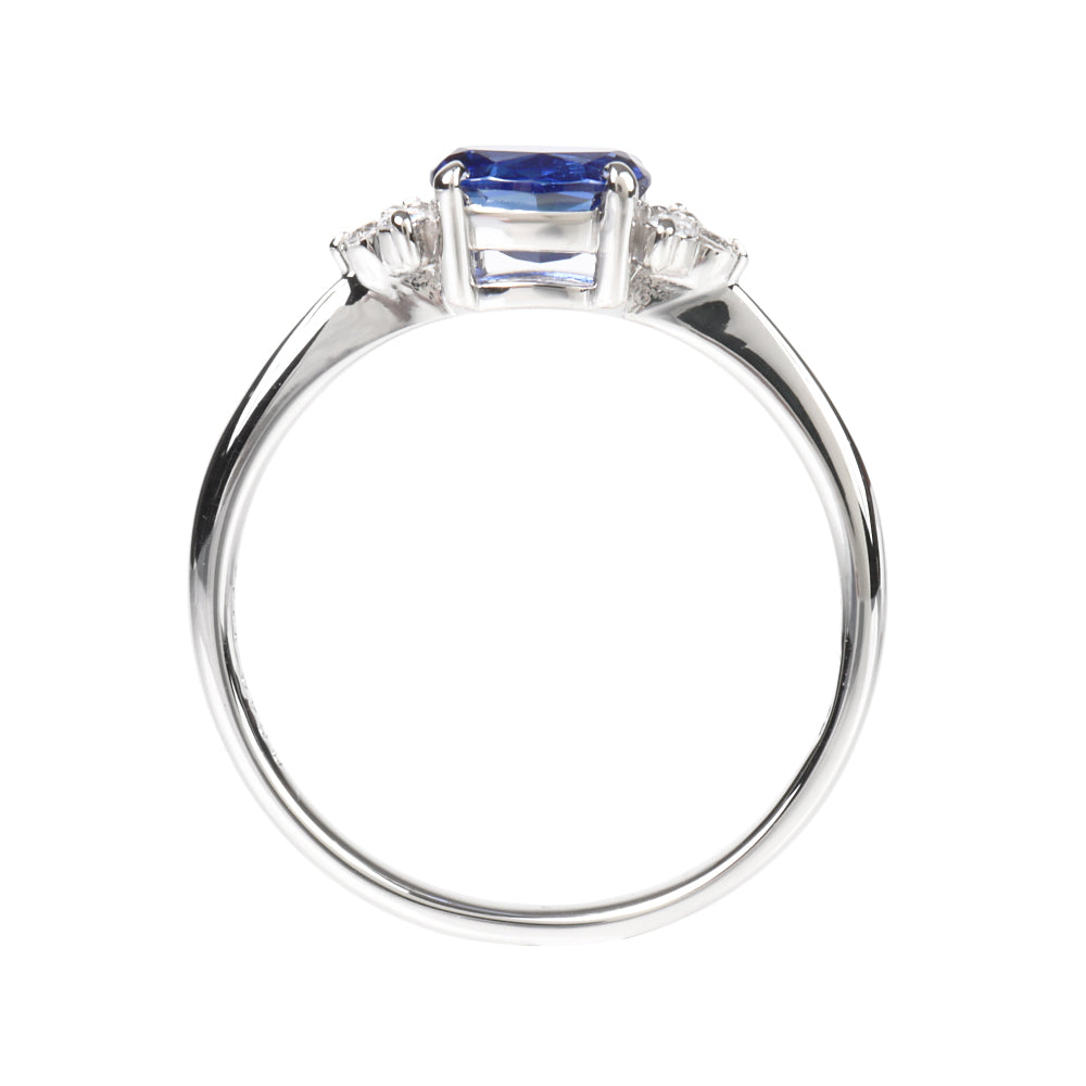 ブルーサファイア/ダイヤモンドプラチナリング(クレサンベール/9月誕生石)《WRGS4103》