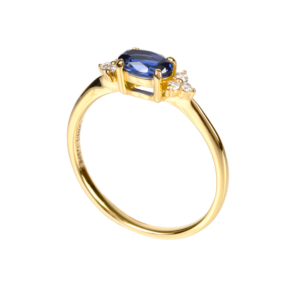 ブルーサファイア/ダイヤモンドK18リング(クレサンベール/9月誕生石)《WRGS4104》