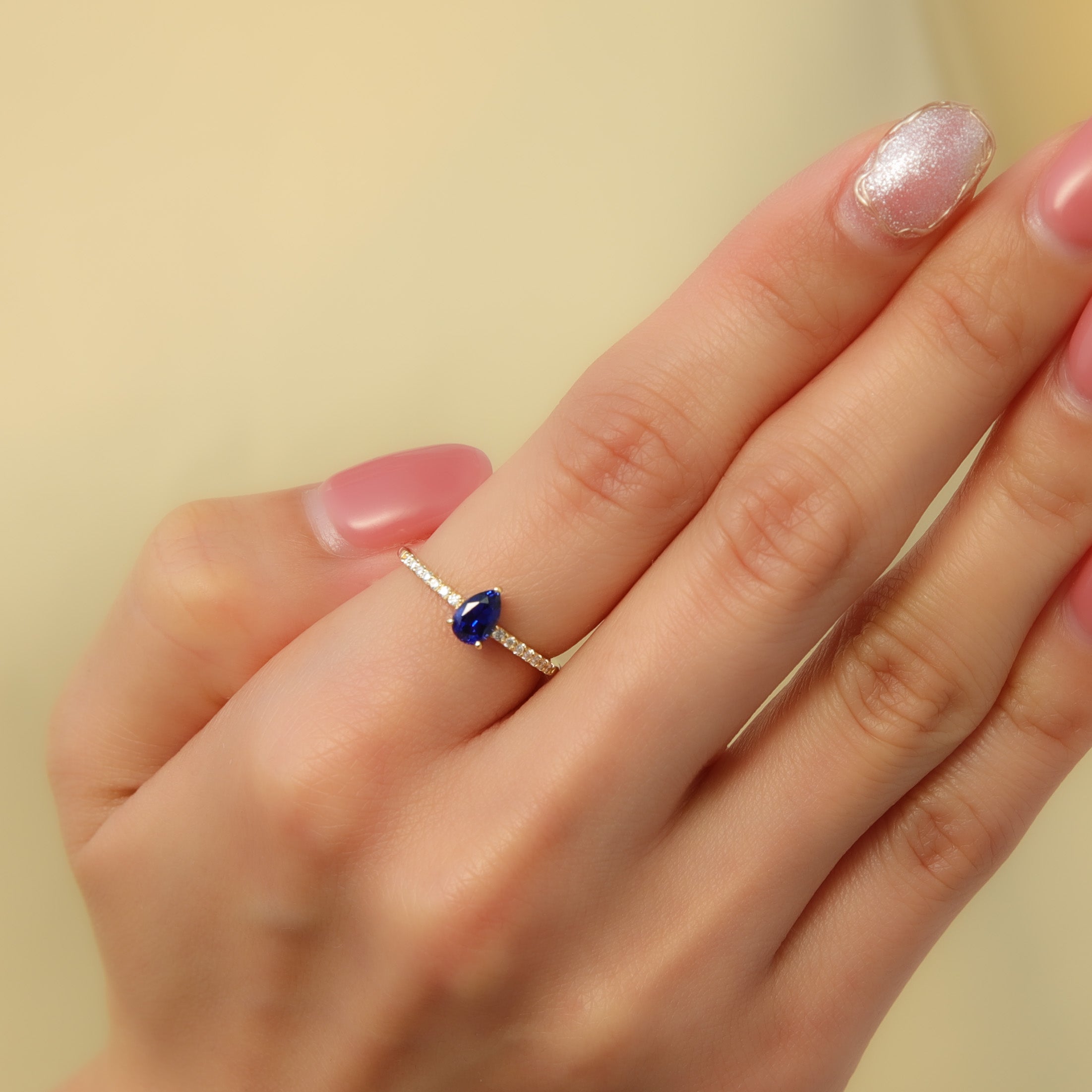 ブルーサファイア/ダイヤモンドK18リング(クレサンベール/9月誕生石)≪WRGS4106≫