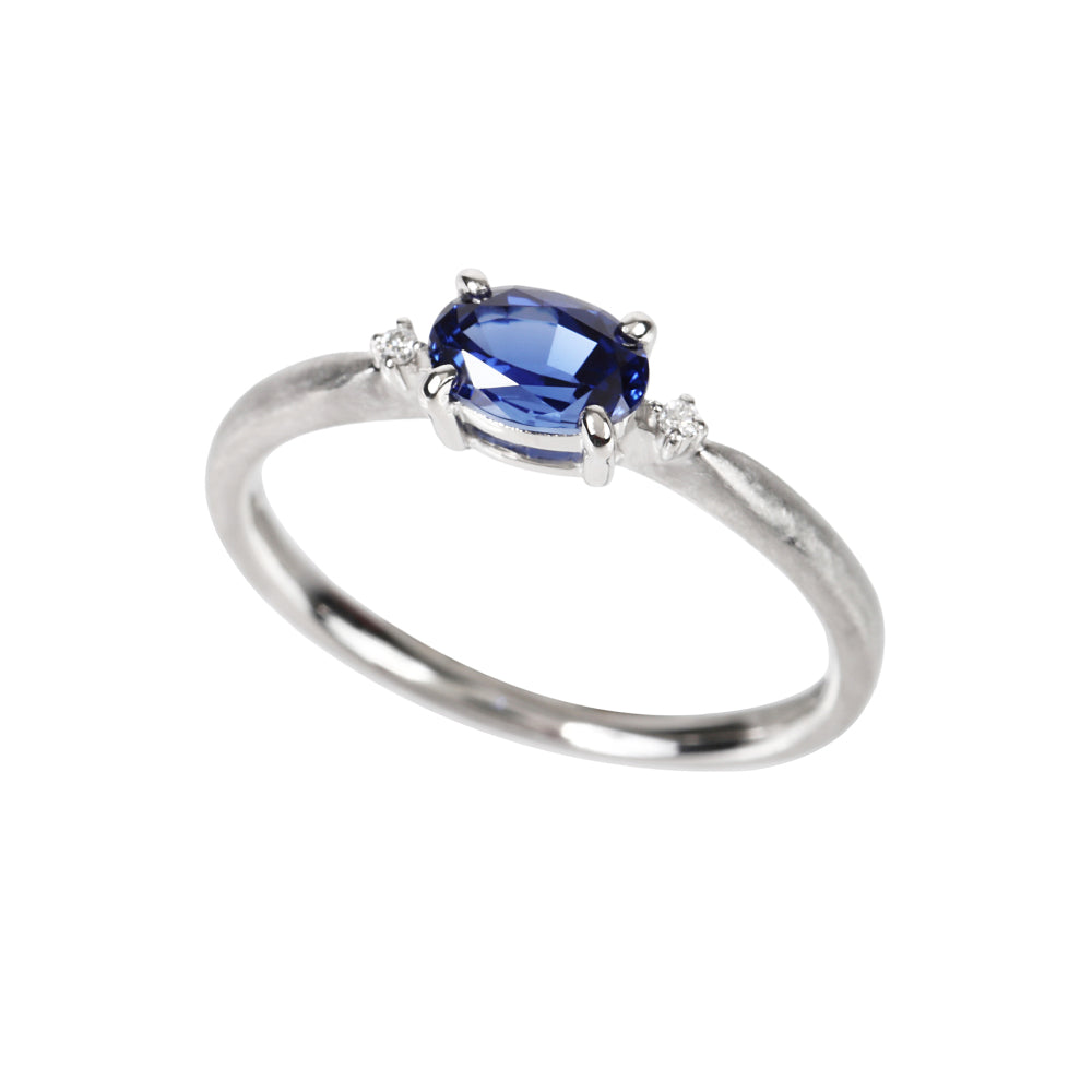 ブルーサファイア/ダイヤモンドプラチナリング(クレサンベール/9月誕生石)≪WRGS4107≫