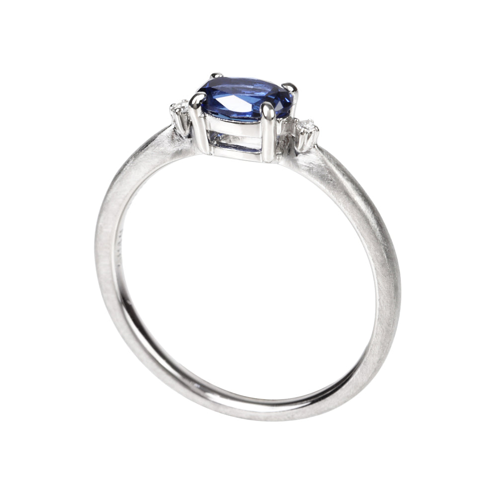 ブルーサファイア/ダイヤモンドプラチナリング(クレサンベール/9月誕生石)≪WRGS4107≫