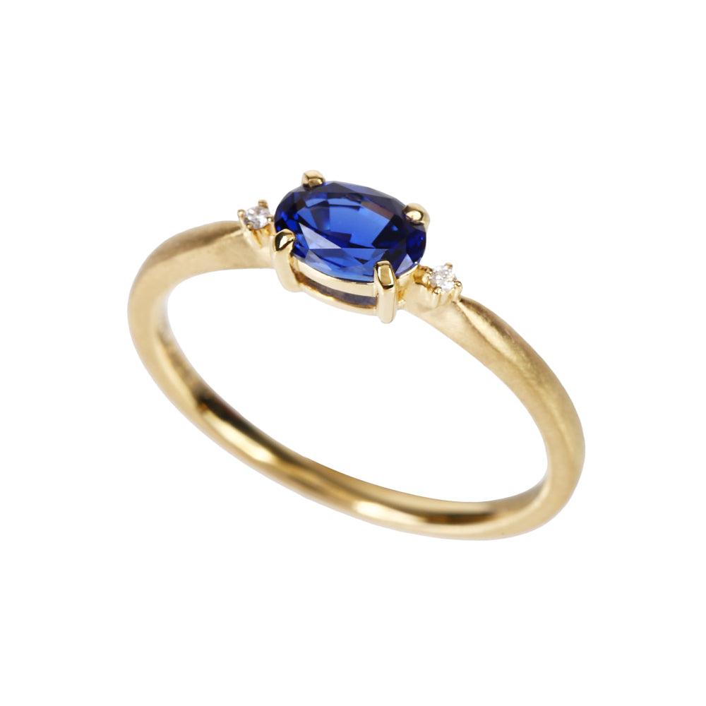 ブルーサファイア/ダイヤモンドK18リング(クレサンベール/9月誕生石)≪WRGS4108≫