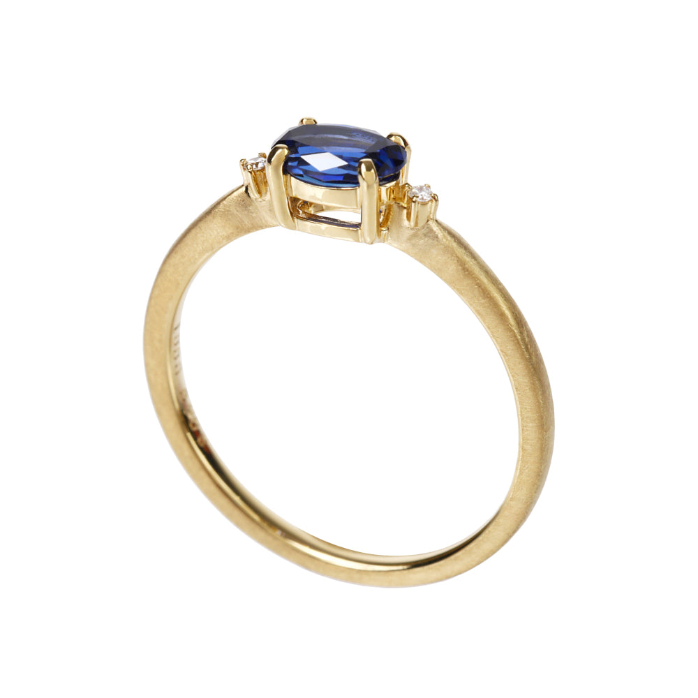 ブルーサファイア/ダイヤモンドK18リング(クレサンベール/9月誕生石)≪WRGS4108≫