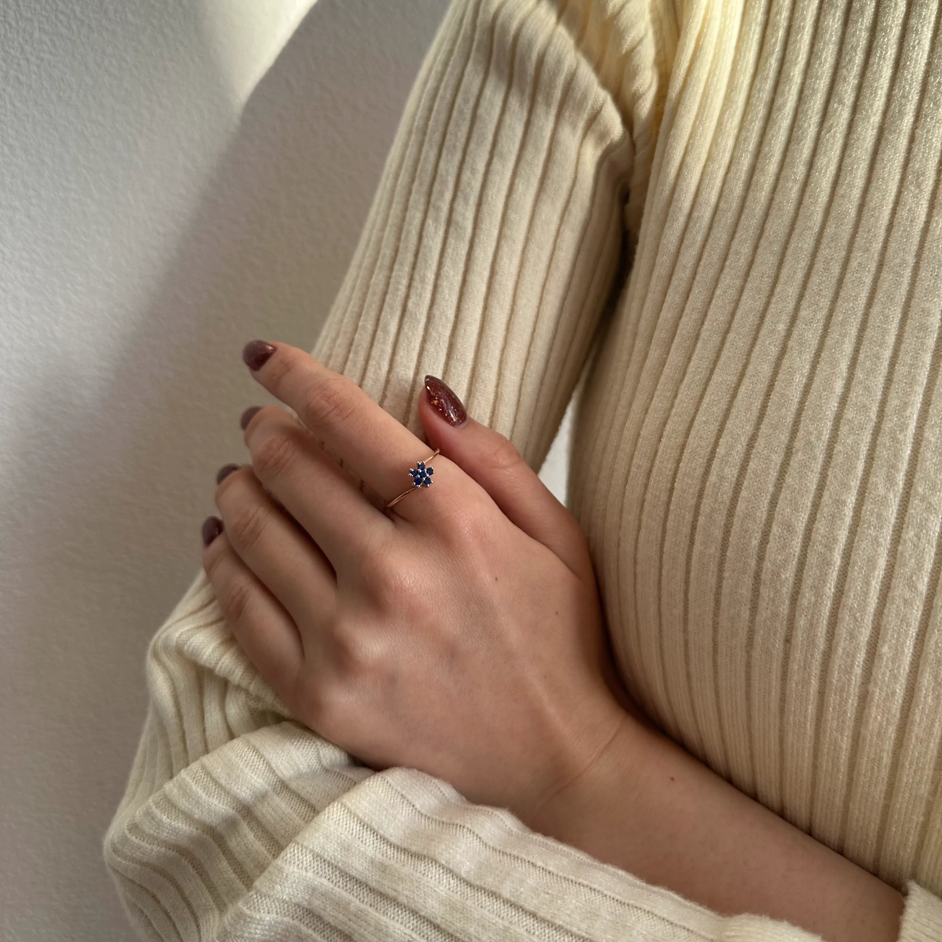 ブルーサファイア K18リング(クレサンベール/サクラ/K18ピンクゴールド/9月誕生石)《WRGS4175》