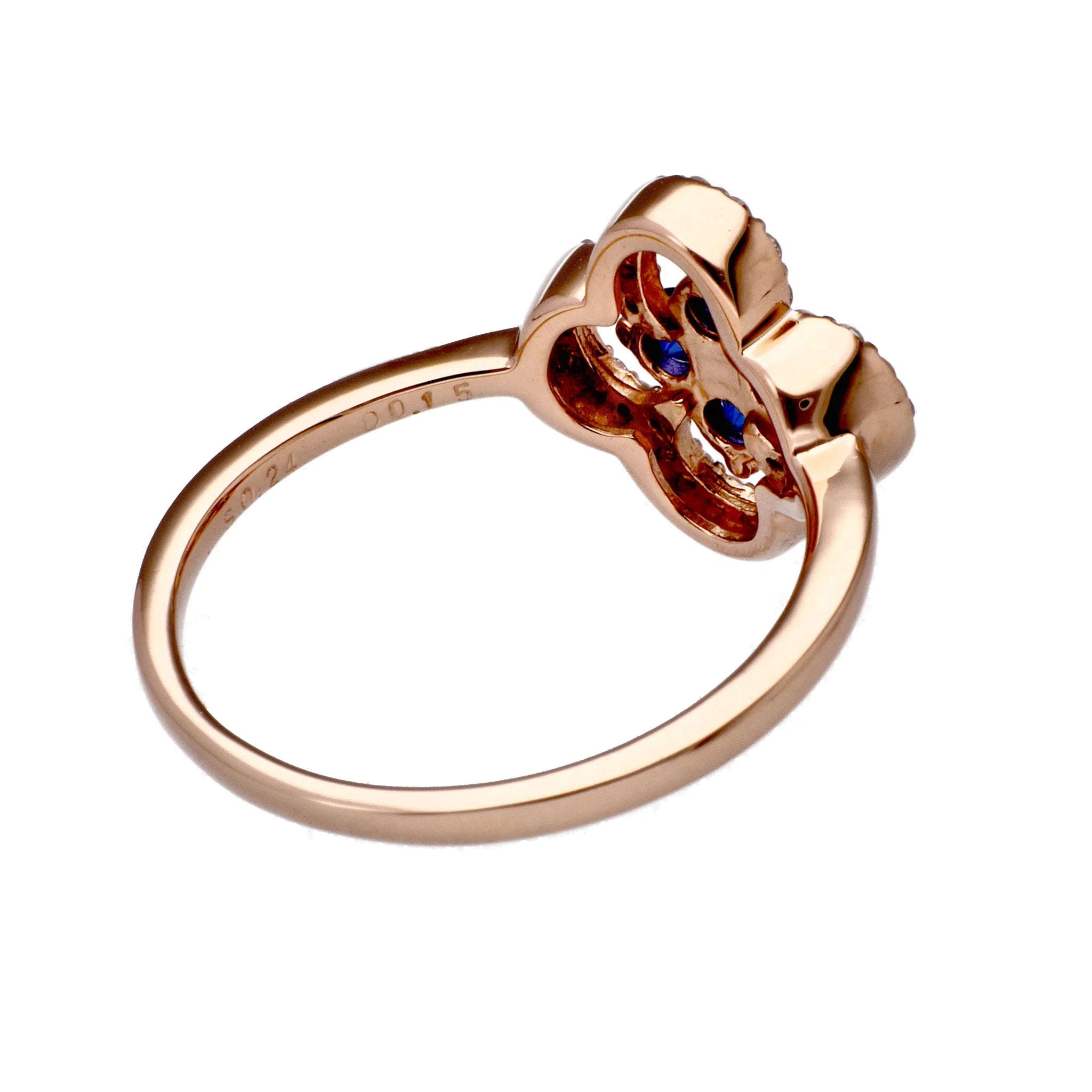 ブルーサファイア/ダイヤ K18リング(クレサンベール/フラワー/K18ピンクゴールド/9月誕生石)《WRGS4182》