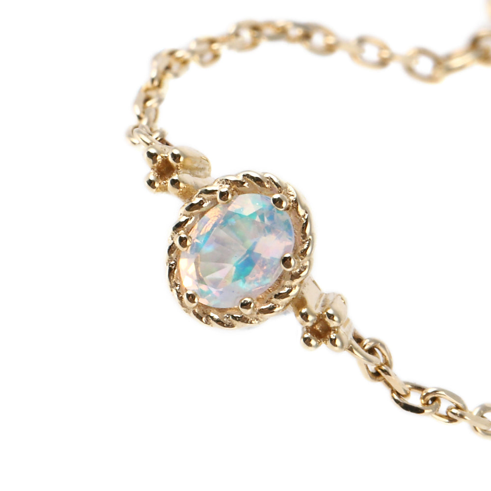 ウォーターオパール K10リング(クレサンベール/モンプレジール/チェーンリング/フリーサイズ/10月誕生石)《WRGW4035》