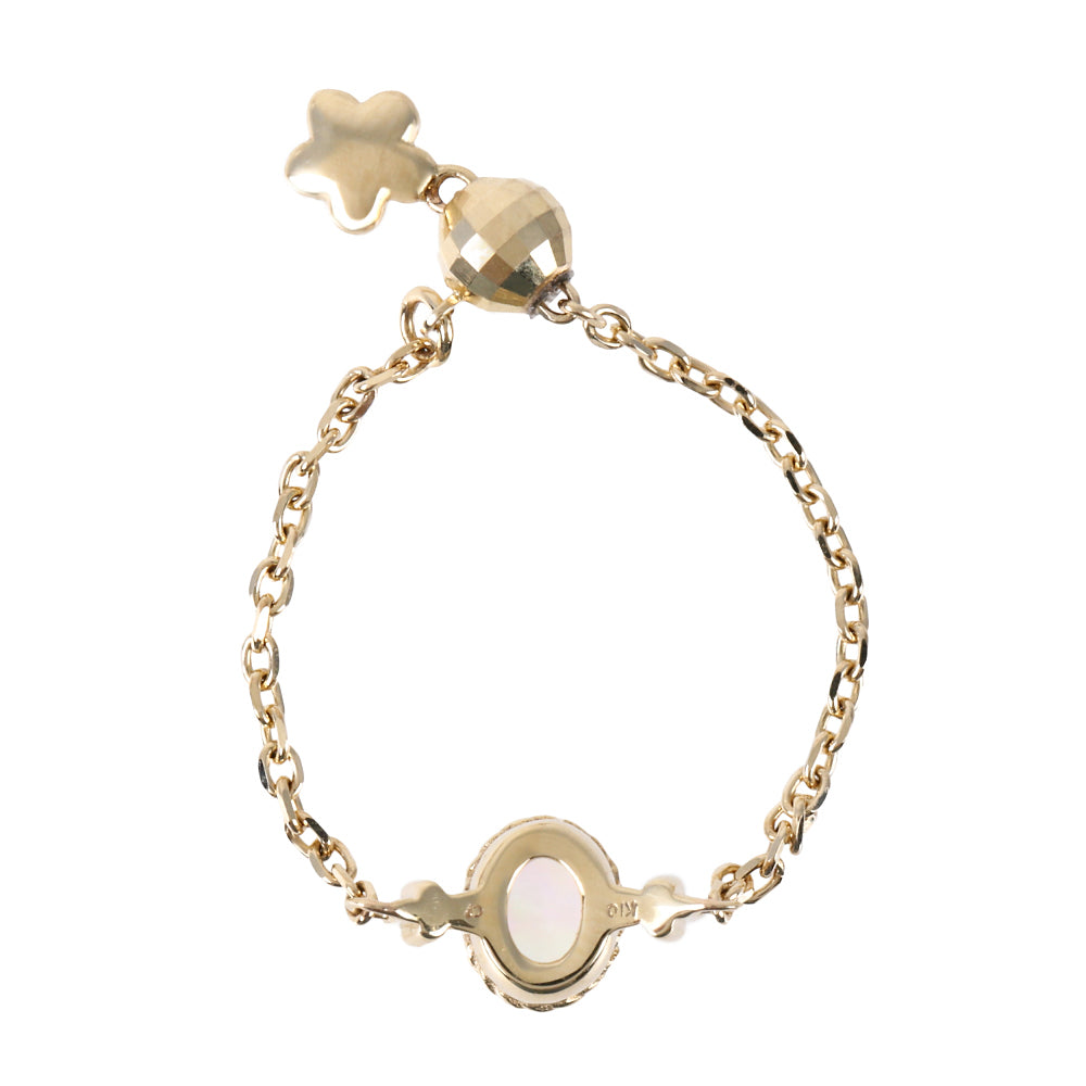 ウォーターオパール K10リング(クレサンベール/モンプレジール/チェーンリング/フリーサイズ/10月誕生石)《WRGW4035》