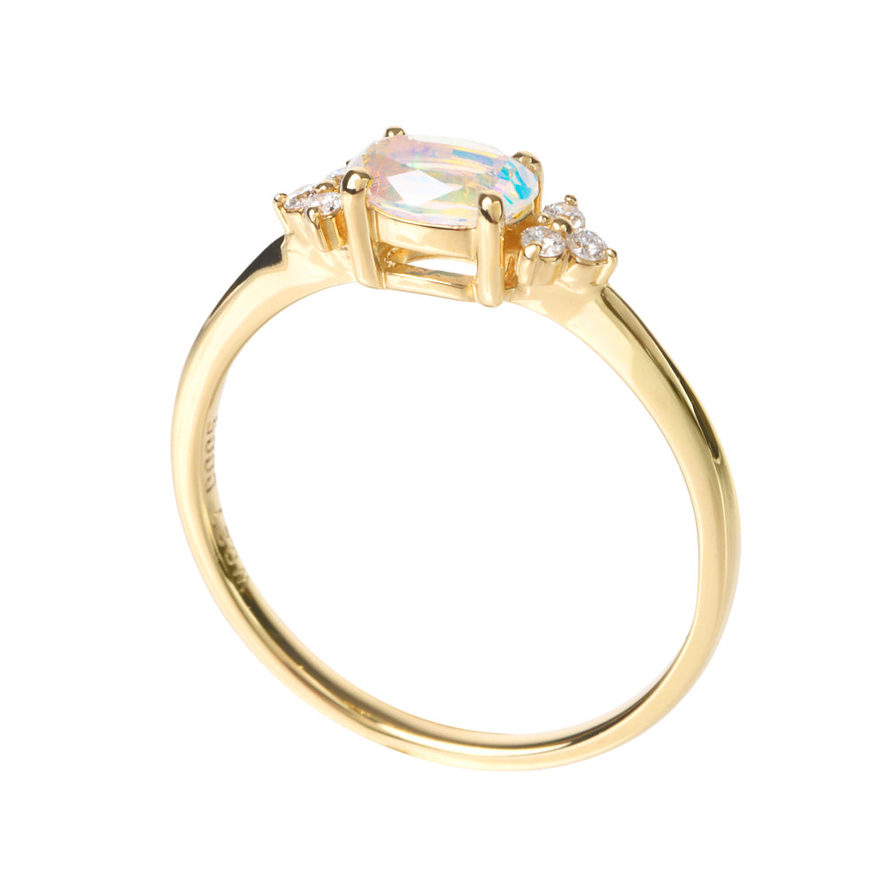 ウォーターオパール/ダイヤモンドK18リング(クレサンベール/10月誕生石)