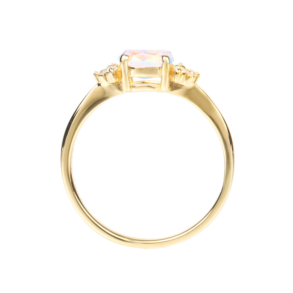 ウォーターオパール/ダイヤモンドK18リング(クレサンベール/10月誕生石)