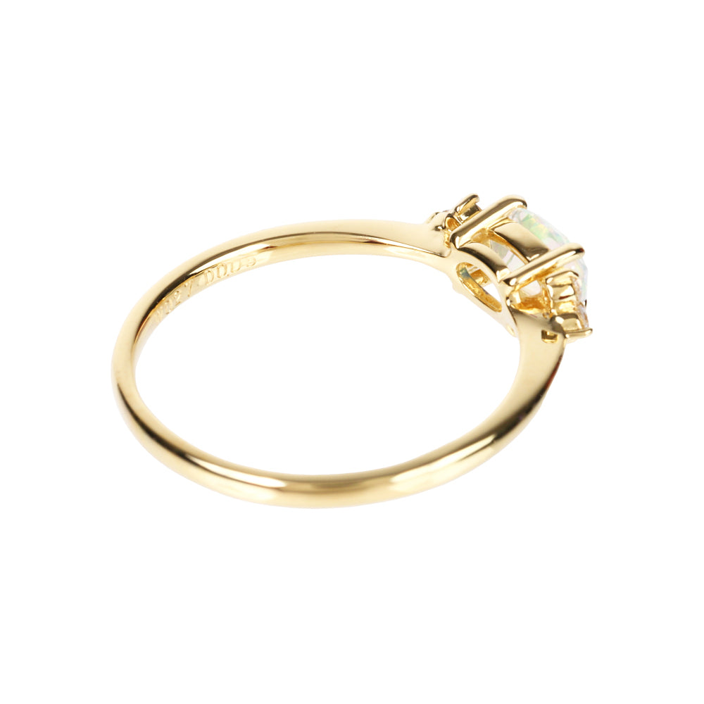 ウォーターオパール/ダイヤモンドK18リング(クレサンベール/10月誕生石)