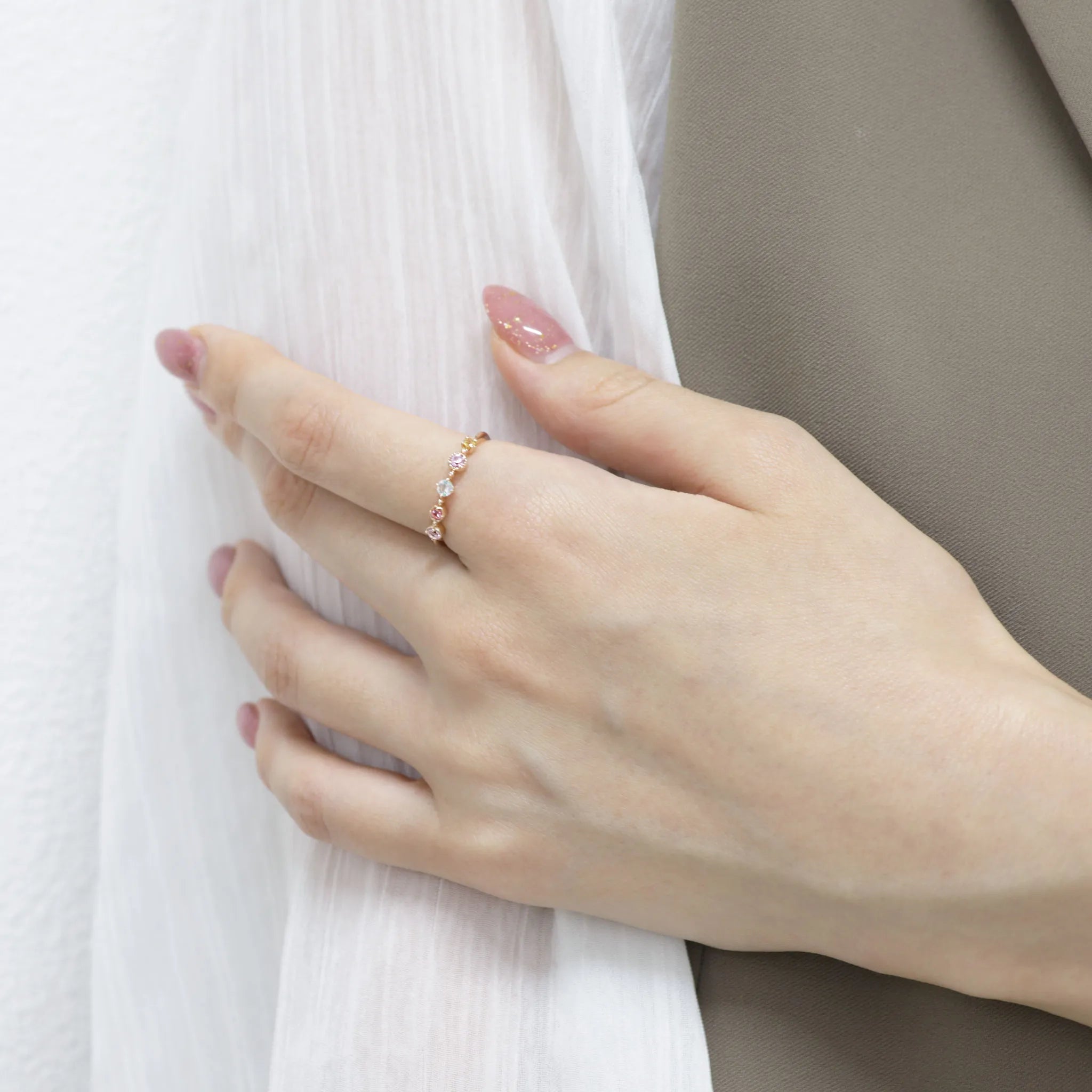 マルチカラー K18リング(暖色系/K18PG)《WRGX4312》