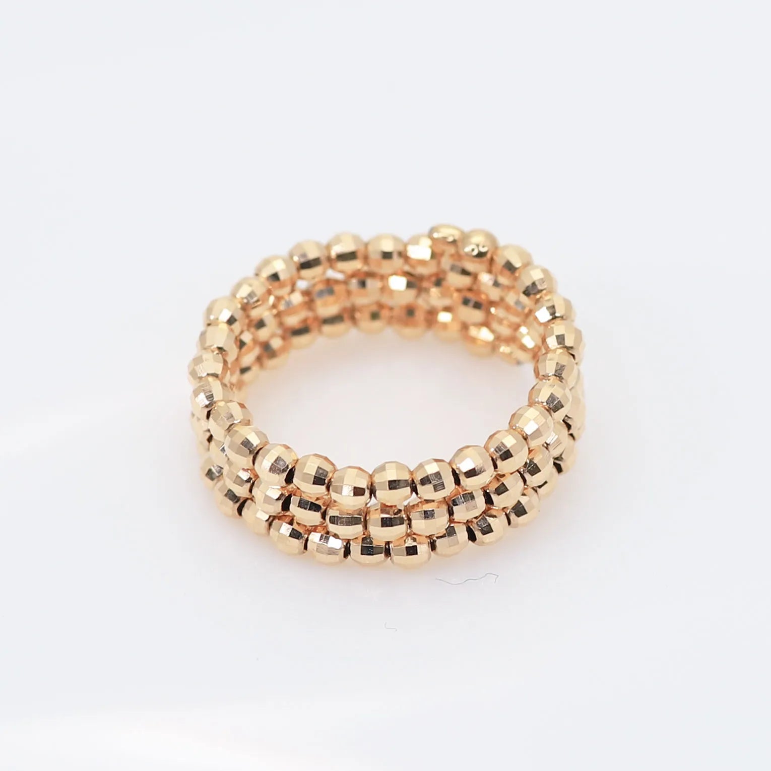 K18リング(ピンクゴールド/フリーサイズ/カットボール/形状記憶)《WRGY3844》