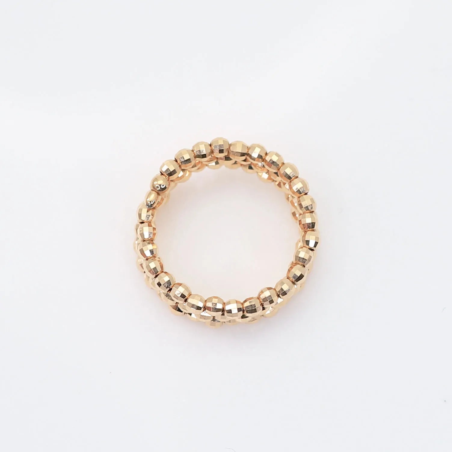 K18リング(ピンクゴールド/フリーサイズ/カットボール/形状記憶)《WRGY3844》