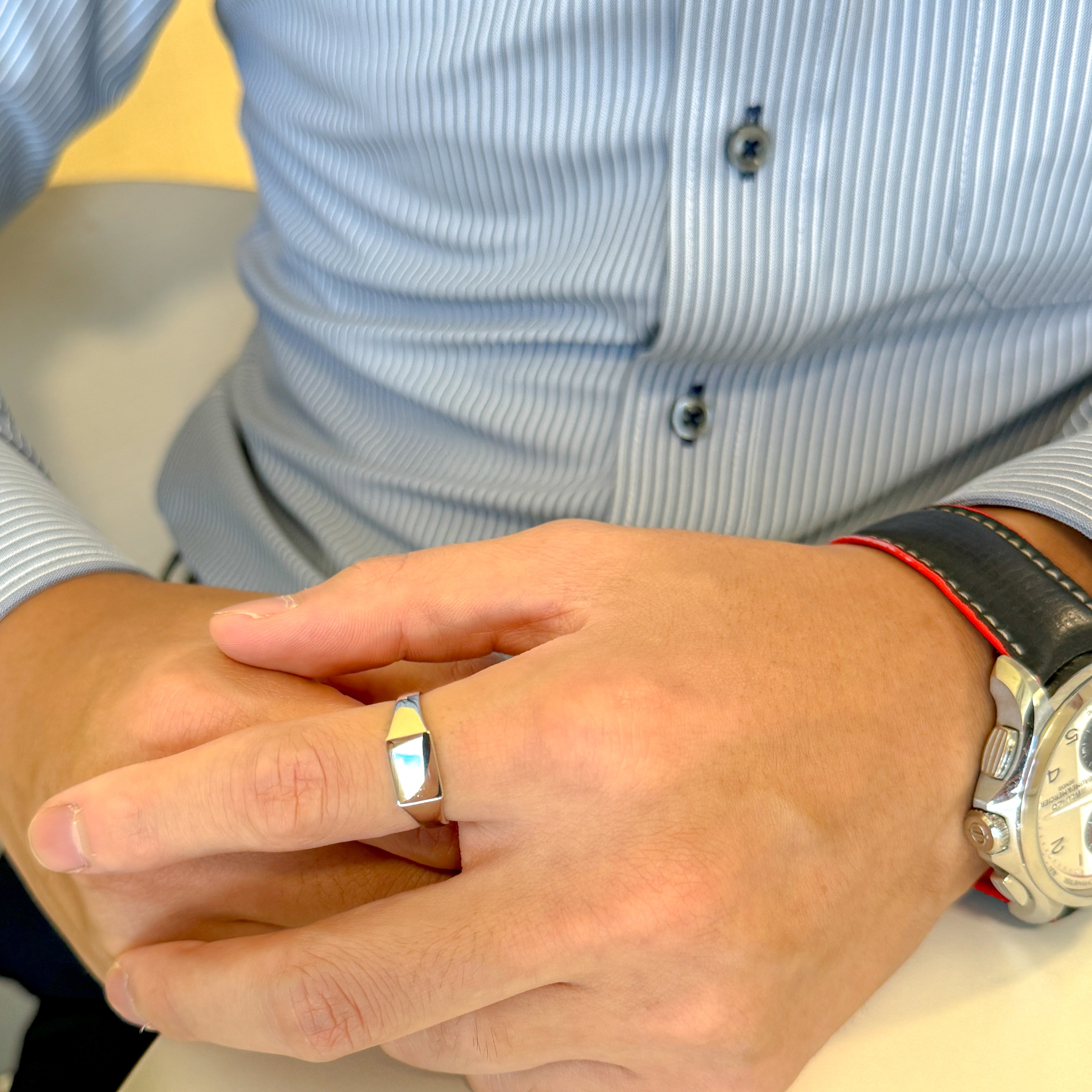 プラチナリング(7~14号ユニセックス/シグネット/スクエア)