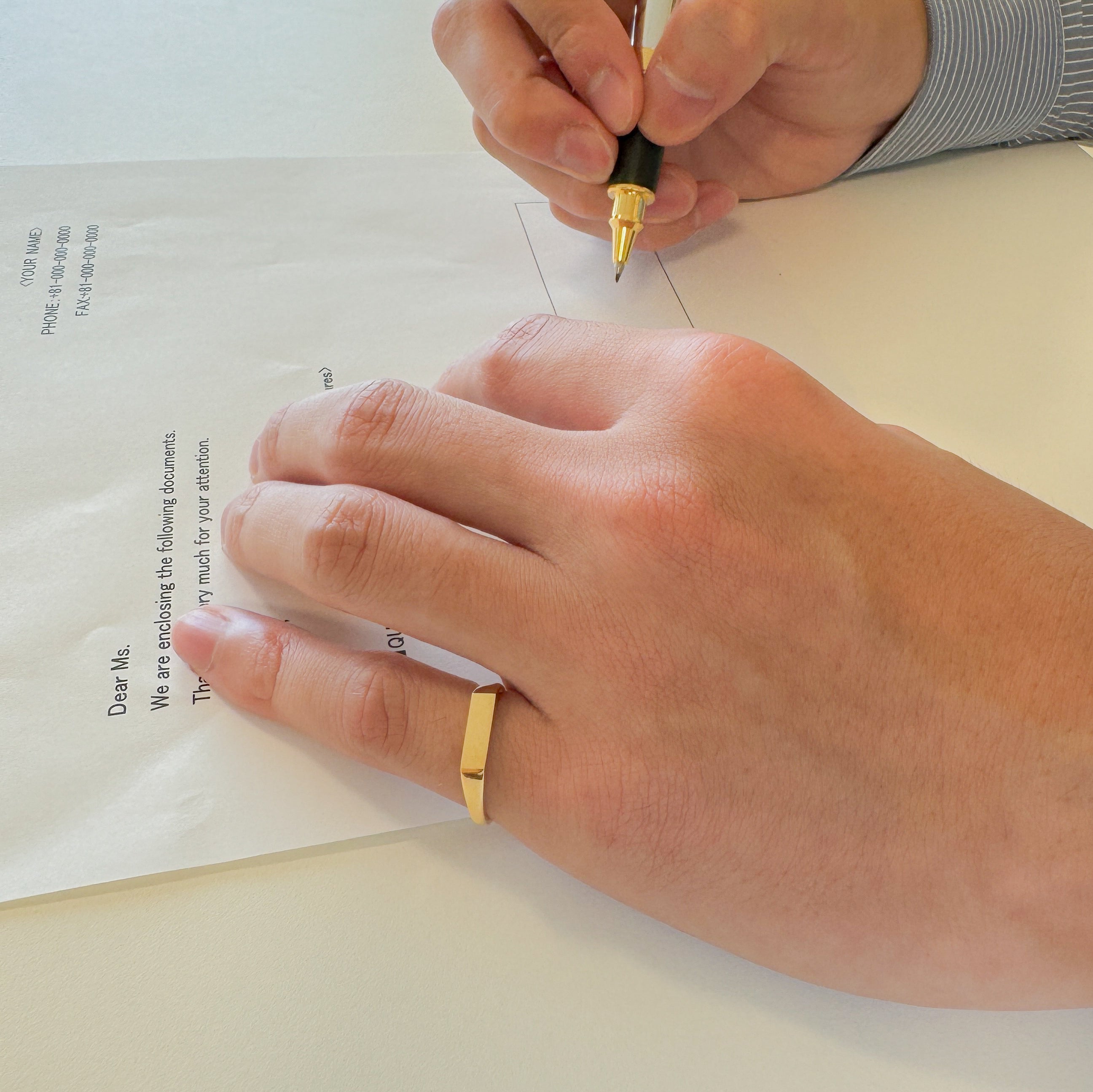 K18リング(7~17号/ユニセックス/シグネット/レクタングル)