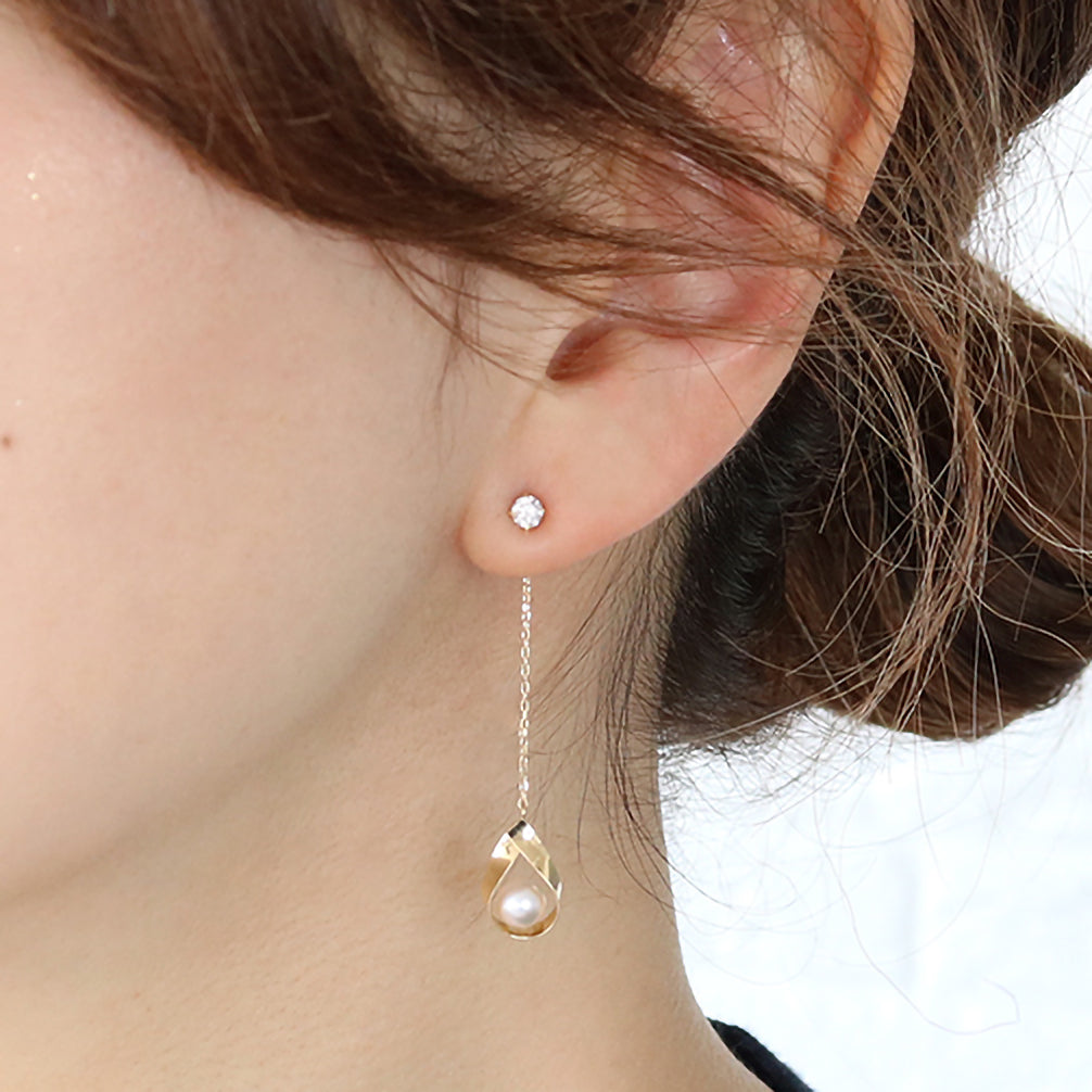 パール K18ピアスキャッチ(アコヤ真珠/6月誕生石)《ZH10151-YG》