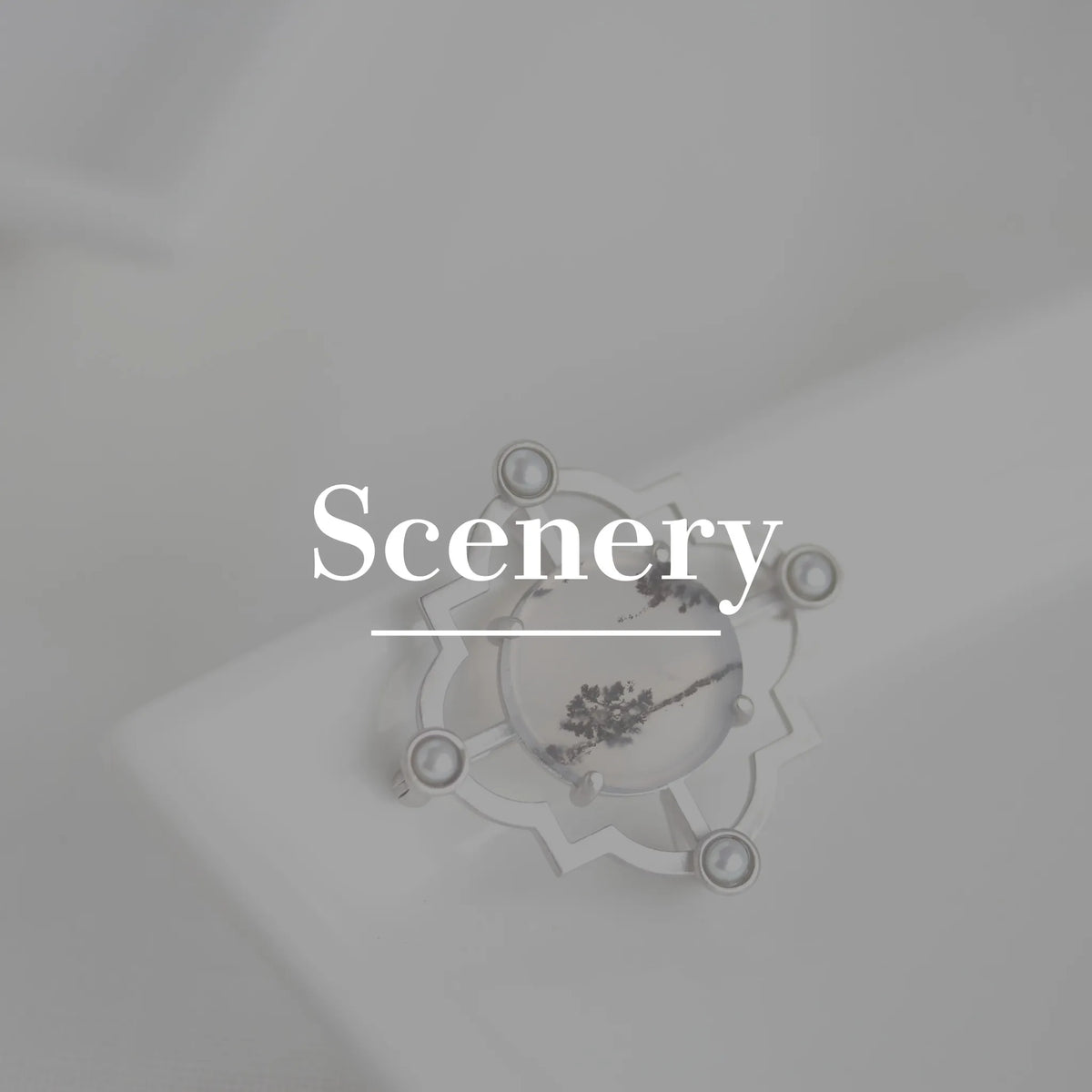 アゲート シルバーブローチ兼ペンダントトップ(Scenery/クワトロフォイル/モノクローム)《M0150002》