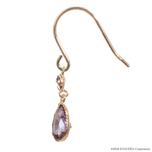 アレキサンドライト K18ピアス(クレサンベール/ペアシェイプ/フック/6月誕生石)《BEPA7629》