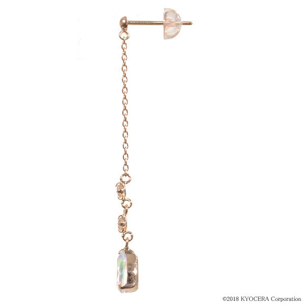 ウォーターオパール/ダイヤモンド K18ピアス(クレサンベール/ペアシェイプ/ロングチェーン/10月誕生石)《BEPW7631》