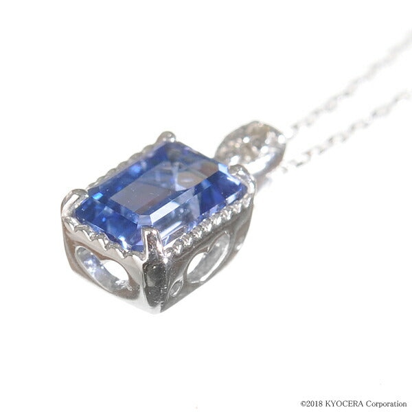 ライトブルーサファイア/ダイヤモンド K18ネックレス(クレサンベール/スクエア/9月誕生石)《BPDC7641》