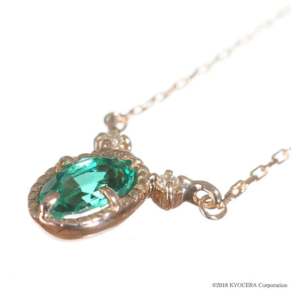 エメラルド/ダイヤモンド K18ネックレス(クレサンベール/オーバル/ミル打ち/5月誕生石)《BPDE7645》