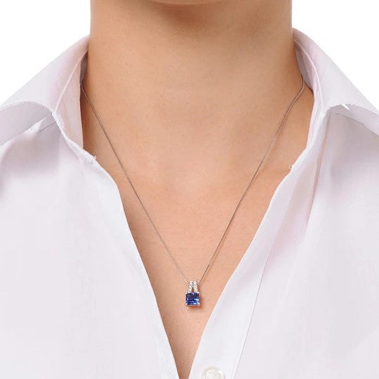 ブルーサファイア/ダイヤモンド プラチナネックレス(クレサンベール/プリンセスエメラルド/9月誕生石)《BPDS7651》