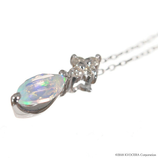 ウォーターオパール/ダイヤモンド K18ネックレス(クレサンベール/マーキス/10月誕生石)《BPDW7638》