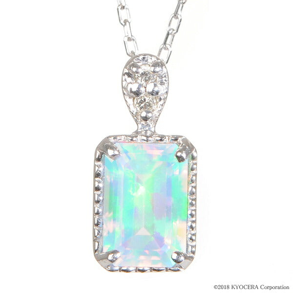 ウォーターオパール/ダイヤモンド K18ネックレス(クレサンベール/スクエア/10月誕生石)《BPDW7641》