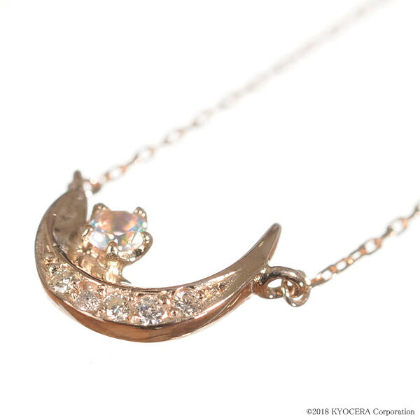 ウォーターオパール/ダイヤモンド K18ネックレス(クレサンベール/月モチーフ/10月誕生石)《BPDW7643》