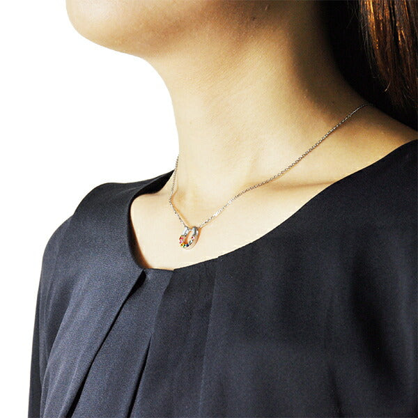 マルチカラー シルバーネックレス(クレサンベール/アミュレット/馬蹄モチーフ)《BPDX9997》