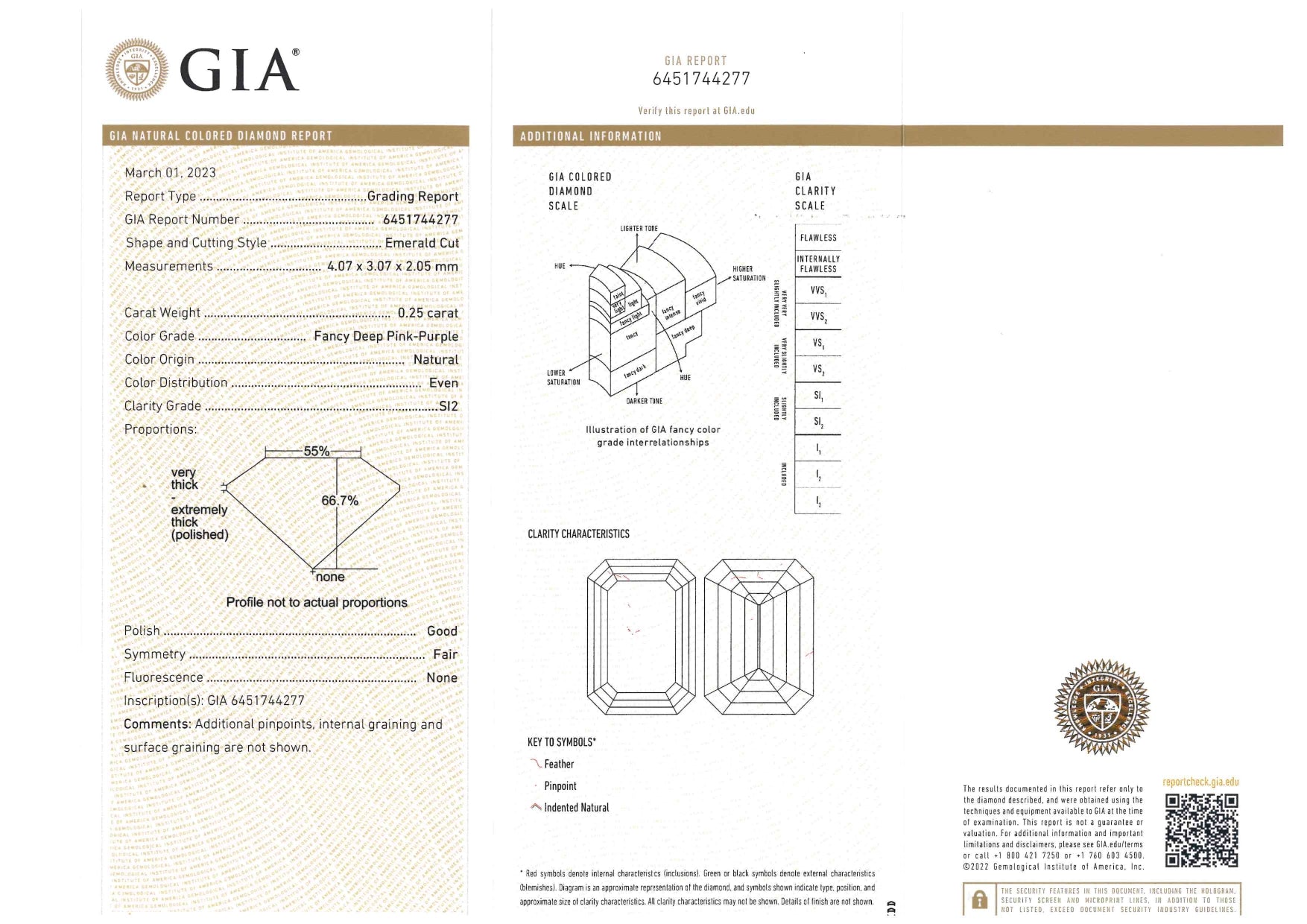 【1点限定】ダイヤモンド ルース(0.25ct/Fancy Deep Pink-Purple/グレーディングレポート付き)《JOOD2023》