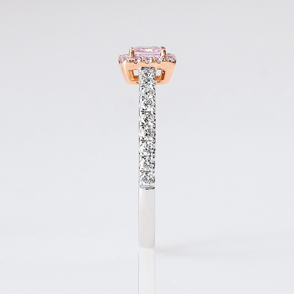 【限定1点】ピンクダイヤモンド/ダイヤモンド プラチナ/K18リング(0.203カラット/Fancy Intense Pink/SI1/4月誕生石/グレーディングレポート付き)《JRGD1667》