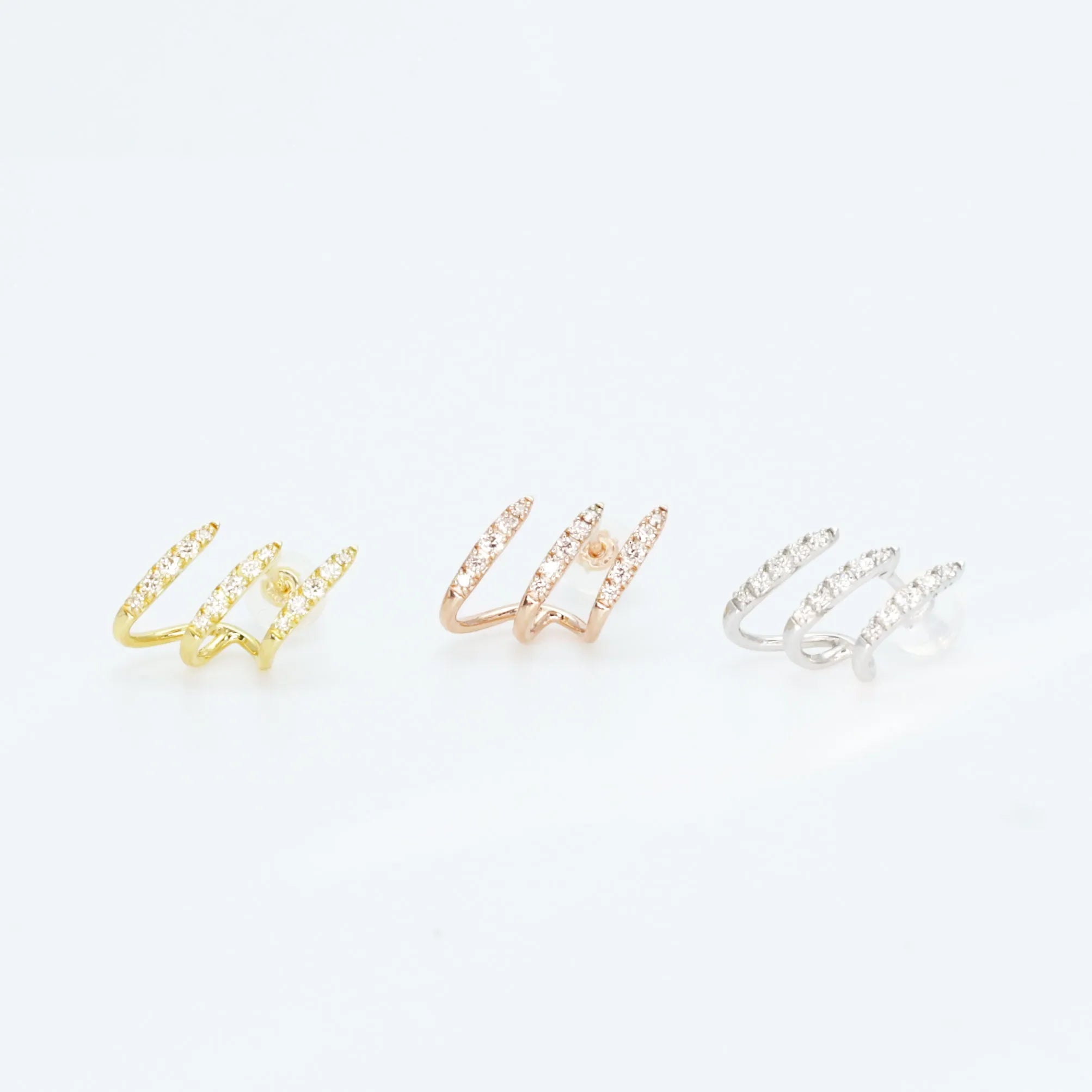 ダイヤモンド K18ピアス(計0.26ct/イエローゴールド/3連風)《WEPD4317》