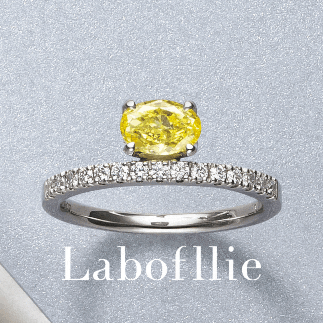 イエローダイヤモンド/ダイヤモンド プラチナリング(ラボグロウン/オーバル/Solrelier/4月誕生石)《WRGG7006》