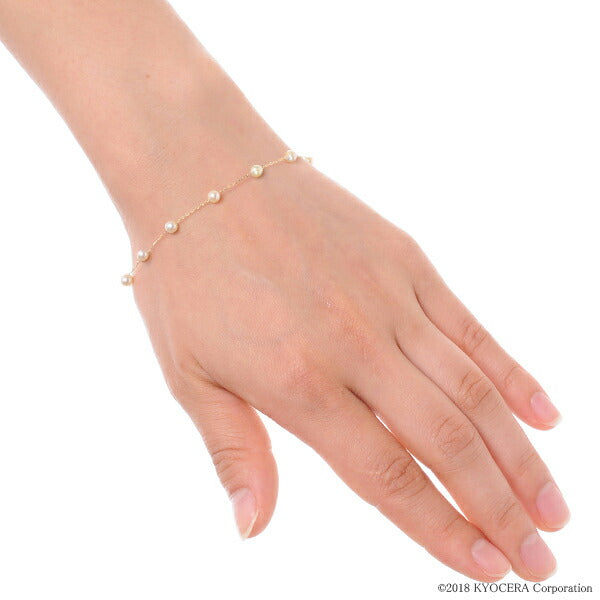 パール K14ブレスレット(アコヤ真珠/ベビーパール/3.0mm~4.0mm/ステーション/6月誕生石)《WBCQ2890》